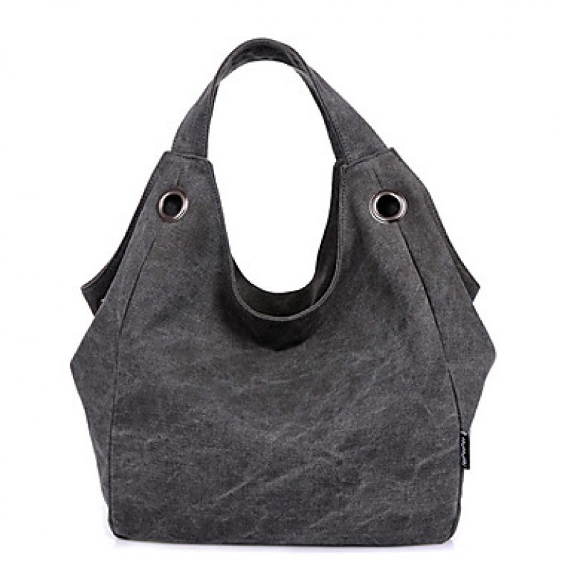 Women Canvas Bag Shoulder Bag Zipper Closure Solid...