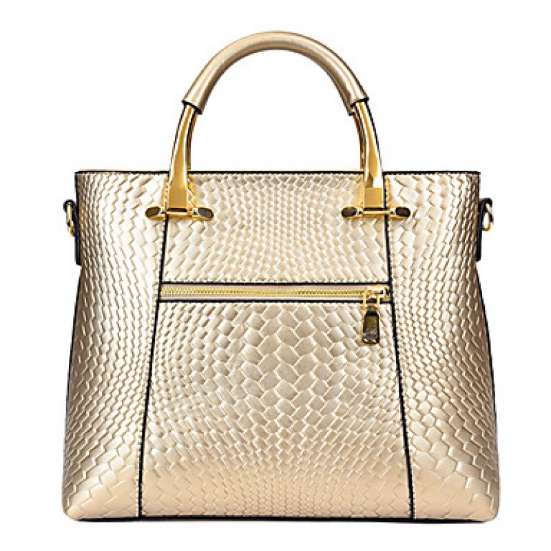 Women PU Barrel Shoulder Bag / Tote - Beige / Gold...