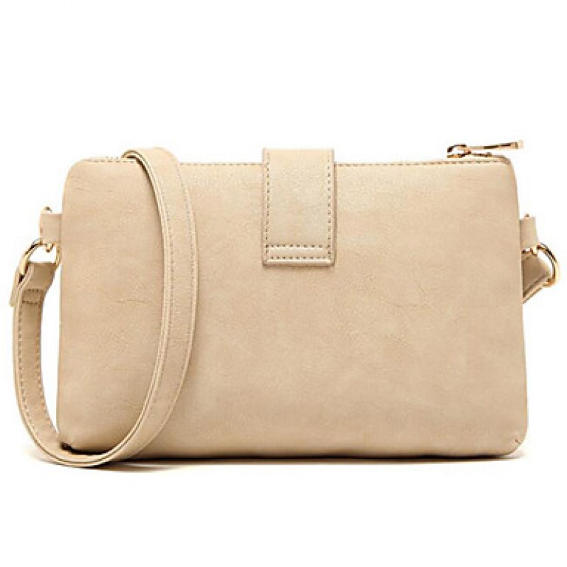 Women PU Baguette Shoulder Bag - Beige  