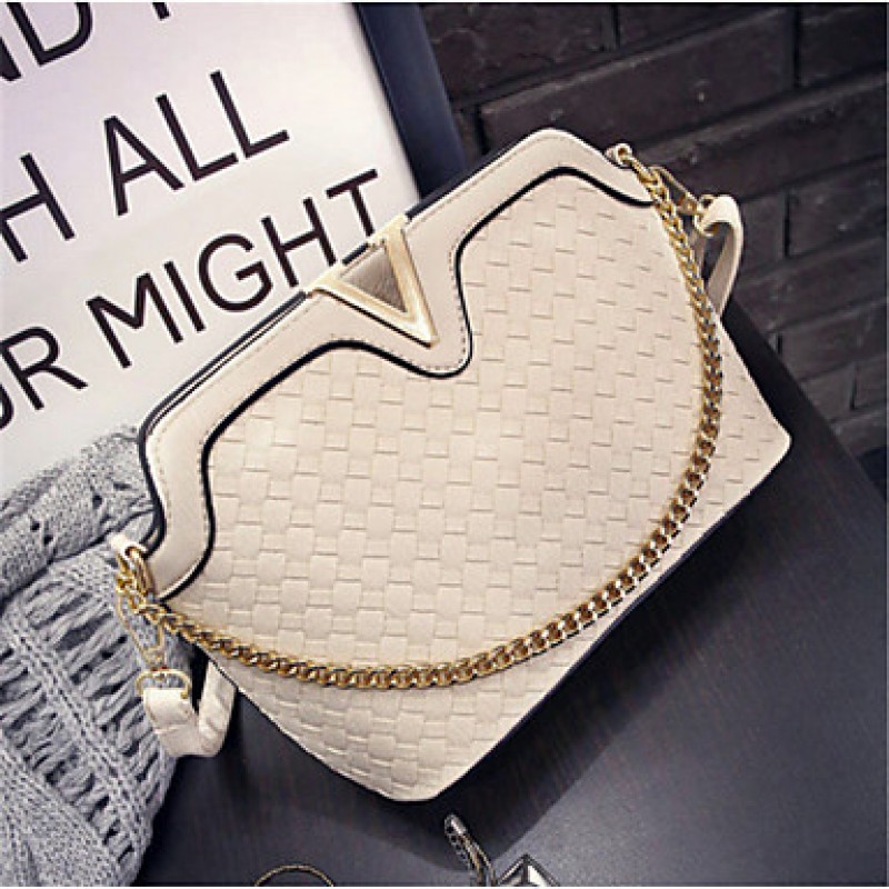 Women PU Baguette Shoulder Bag - White / Gold / Silver / Black  