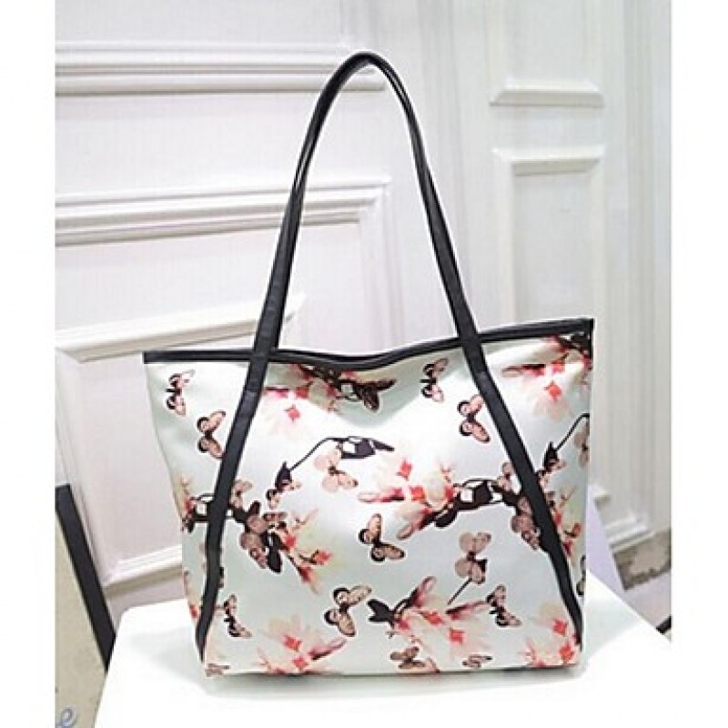 Women PU Shopper Tote - White / Pink / Blue / Yellow / Black  