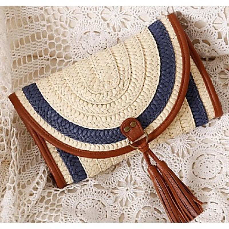 Women Straw Sling Bag Shoulder Bag-Blue / Brown / Fuchsia  