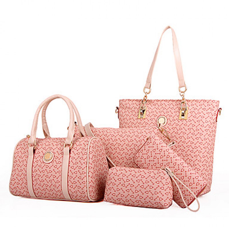 Women PU Barrel Shoulder Bag / Tote - White / Pink / Blue / Brown