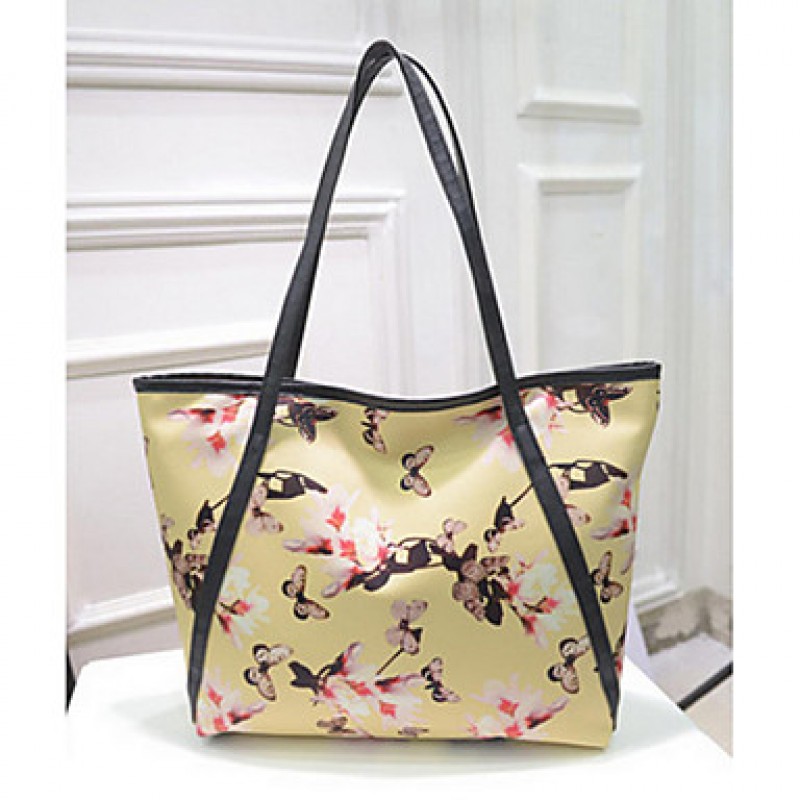 Women PU Shopper Tote - White / Pink / Blue / Yellow / Black  