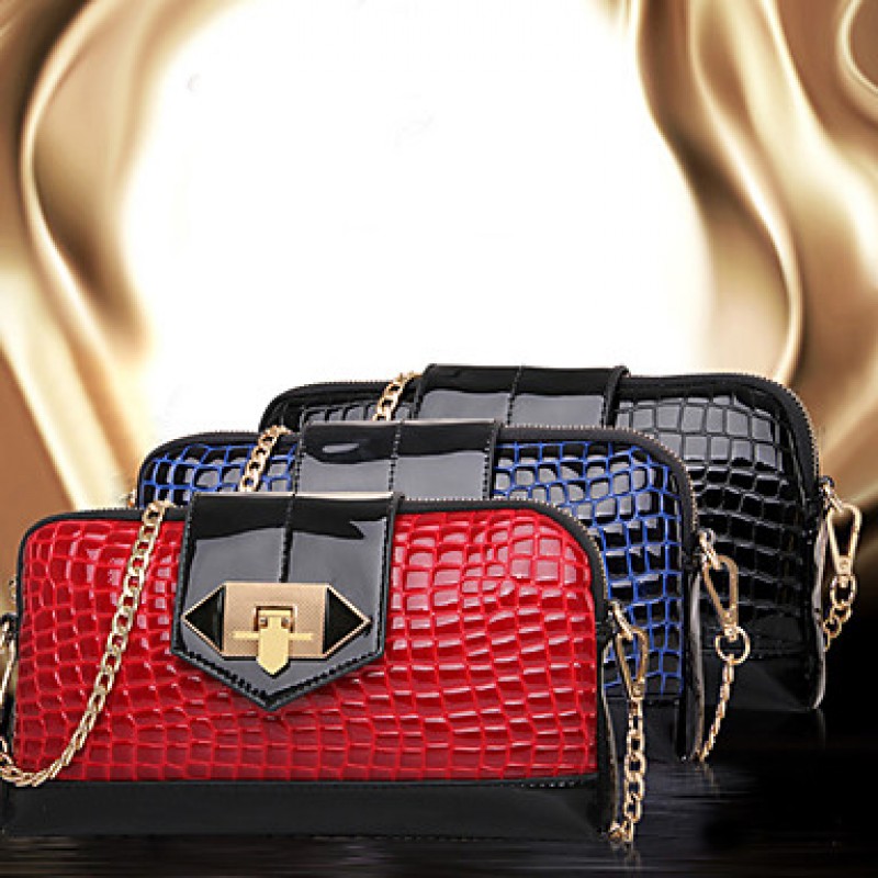 Women PU / Patent Leather Shell Shoulder Bag / Clutch - Blue / Red / Black  