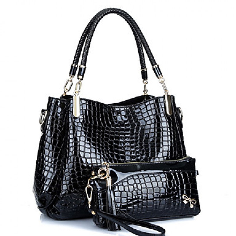 Women PU / Patent Leather Barrel Shoulder Bag / To...