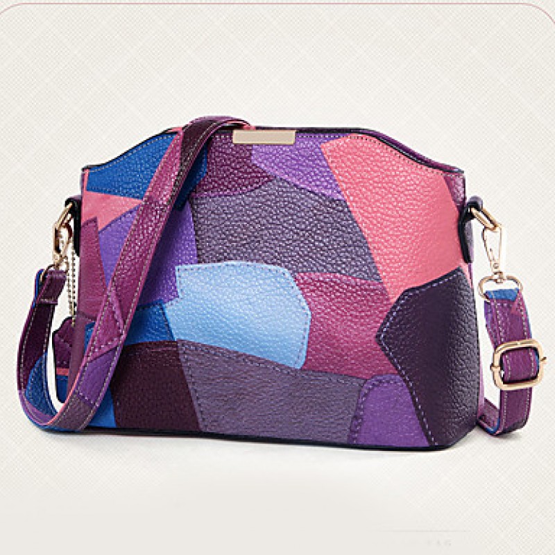 Women PU Shell Shoulder Bag / Satchel-Purple / Blu...