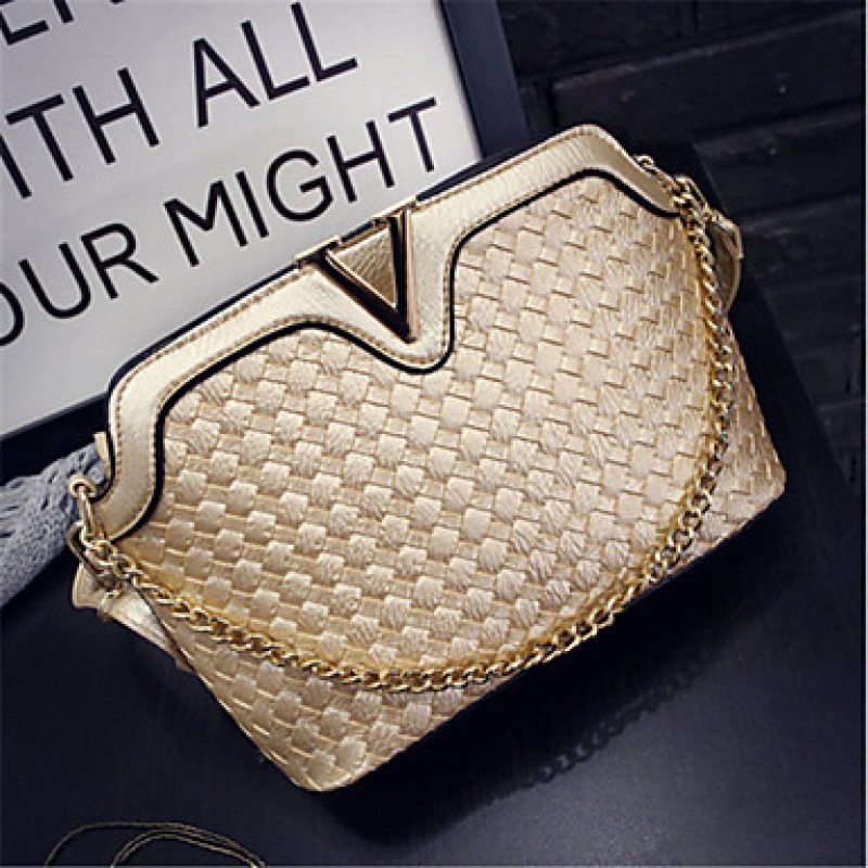 Women PU Baguette Shoulder Bag - White / Gold / Silver / Black  