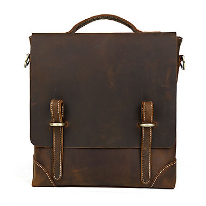 Men Cowhide Leather Shoulder Messenger Bag Tote Business Bag   