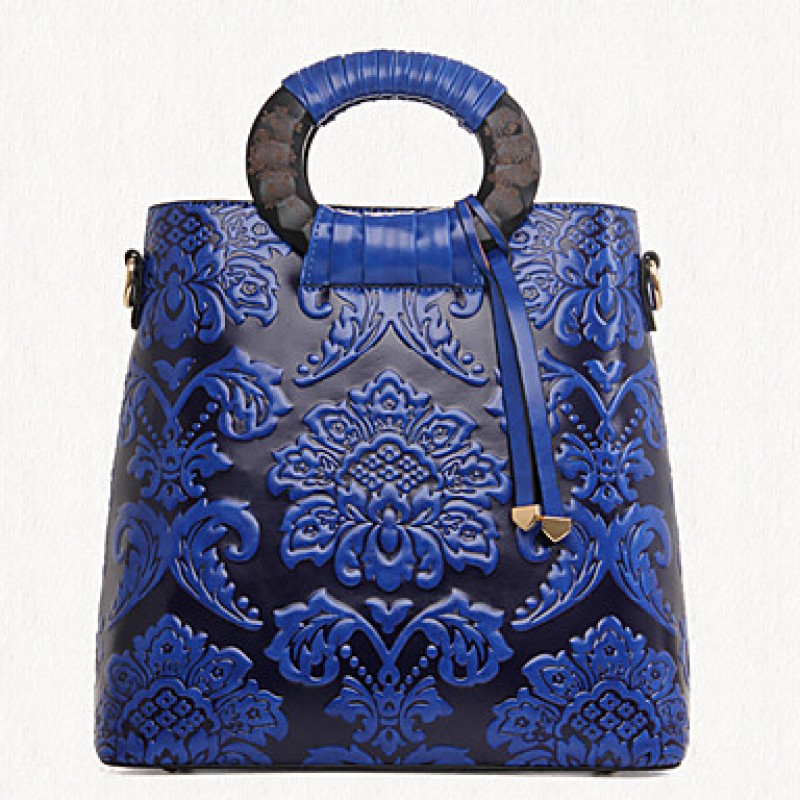  Women PU Barrel Shoulder Bag / Tote - Blue / Gree...