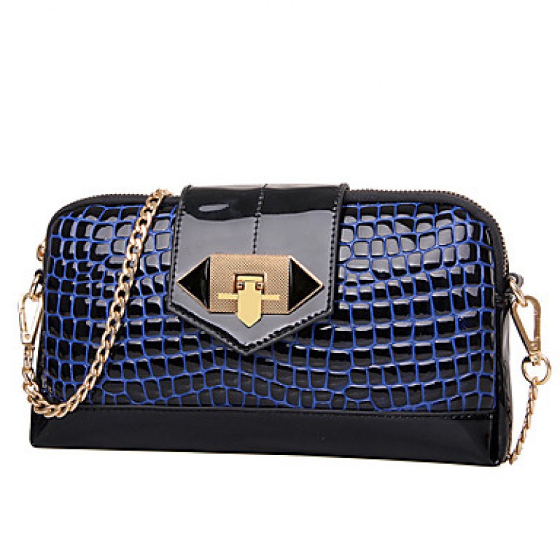 Women PU / Patent Leather Shell Shoulder Bag / Clutch - Blue / Red / Black  